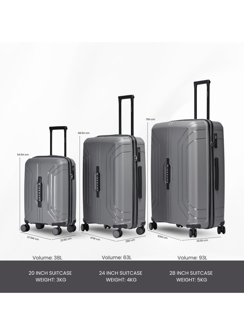 GIORDANO - Giordano Luggage Sets of 2 Hard Shell PP Durable Lightweight Carry on & Checked Suitcase with Double Spinner Wheels, Secure Combination Lock Travel Bag, Unbreakable Hardcase Suitcase 2 Pcs Grey (S+L) - Image 1