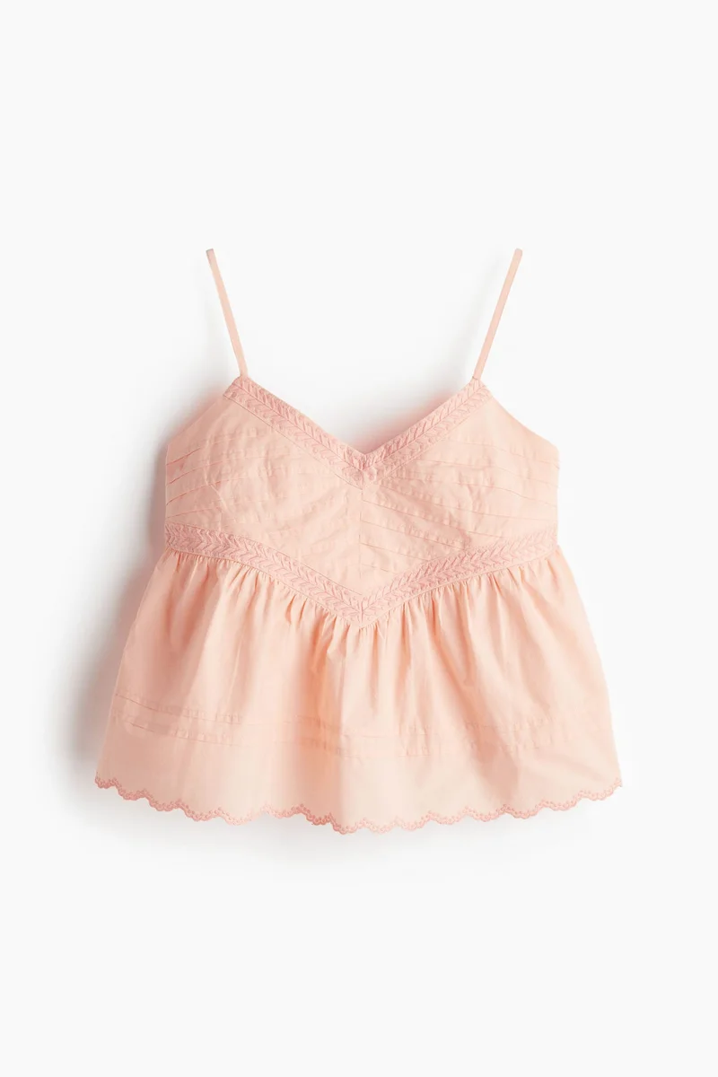 اتش اند ام بلوزة بحمالات مزينة بالثنيات