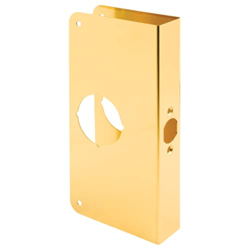 Defender Security Prime-Line U 9547 Brass Lock and Door Reinforcement Plate for 1-3/8 In. Thick Doors, Brass Finish (Single Pack) - Image 1