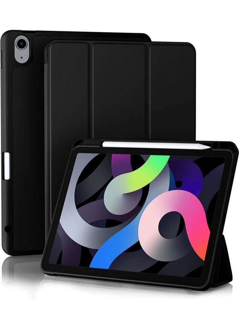 IPad Air 5/4 Generation Case 2020/2022 10.9 Inch With Pencil Holder [Auto Sleep/Wake Trifold Stand Smart Case For IPad Air 4 Case Black - Image 1