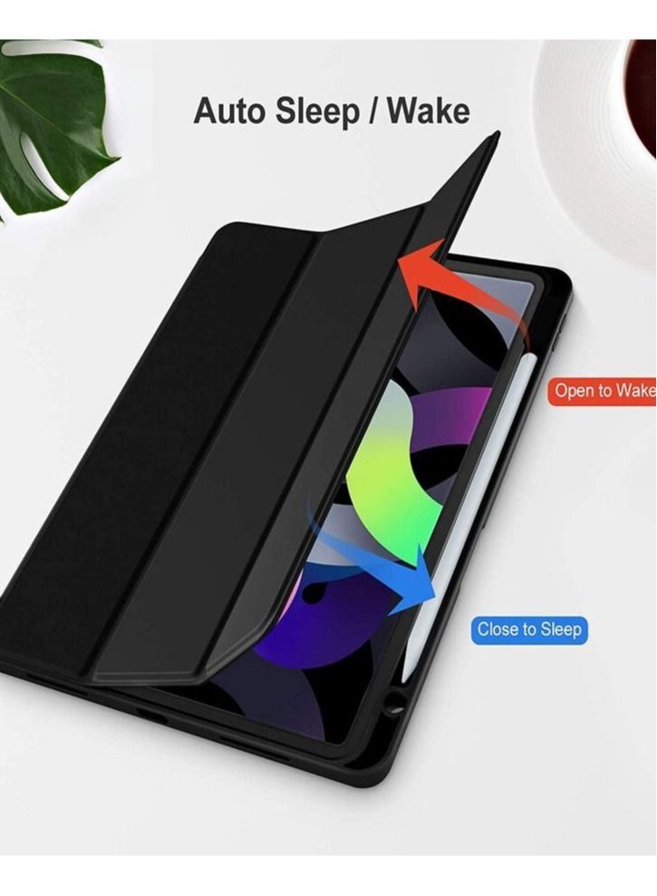 IPad Air 5/4 Generation Case 2020/2022 10.9 Inch With Pencil Holder [Auto Sleep/Wake Trifold Stand Smart Case For IPad Air 4 Case Black - Image 2