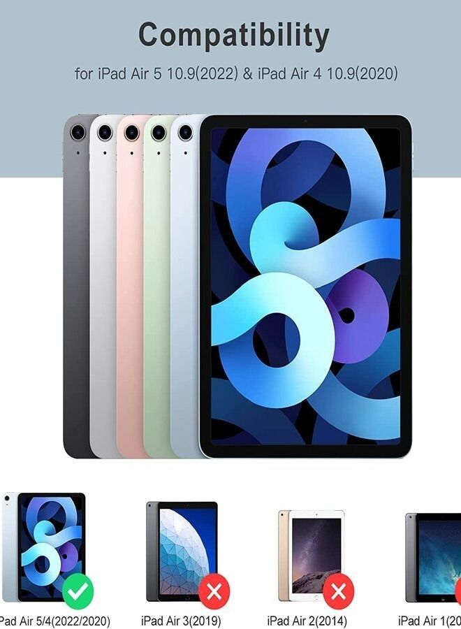 IPad Air 5/4 Generation Case 2020/2022 10.9 Inch With Pencil Holder [Auto Sleep/Wake Trifold Stand Smart Case For IPad Air 4 Case Black - Image 3