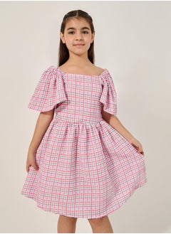 Styli Checked Seersucker A-Line Dress  - Image 2