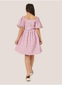 Styli Checked Seersucker A-Line Dress  - Image 4