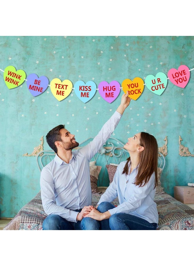 أومجو زينة لافتة عيد الحب على شكل قلب من كاندي كونفرسيشن، إكليل لامع مُثبت مسبقًا، قطعتان  - Image 5