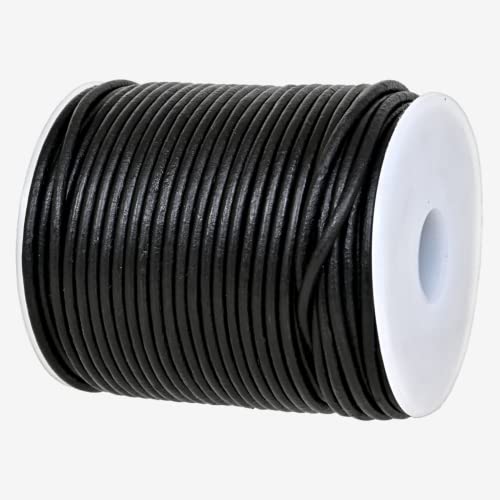 GENIQUE RealGenuine Round Leather String Cord for Necklace Bracelets Jewellery Braiding 2mm Black Distressed