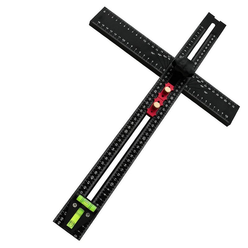 مسطرة حرف T من سبائك الألومنيوم 54 سم مع ميزان فقاعي لأعمال النجارة - Image 4