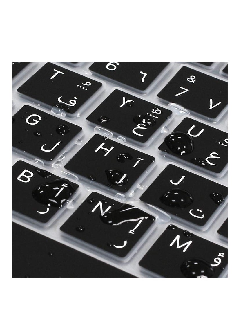 Arabic Silicone Keyboard Cover for 2020 2021 MacBook Air 13 Inch A2179 A2337 with Touch ID Protection (EU Layout) Black - Image 5
