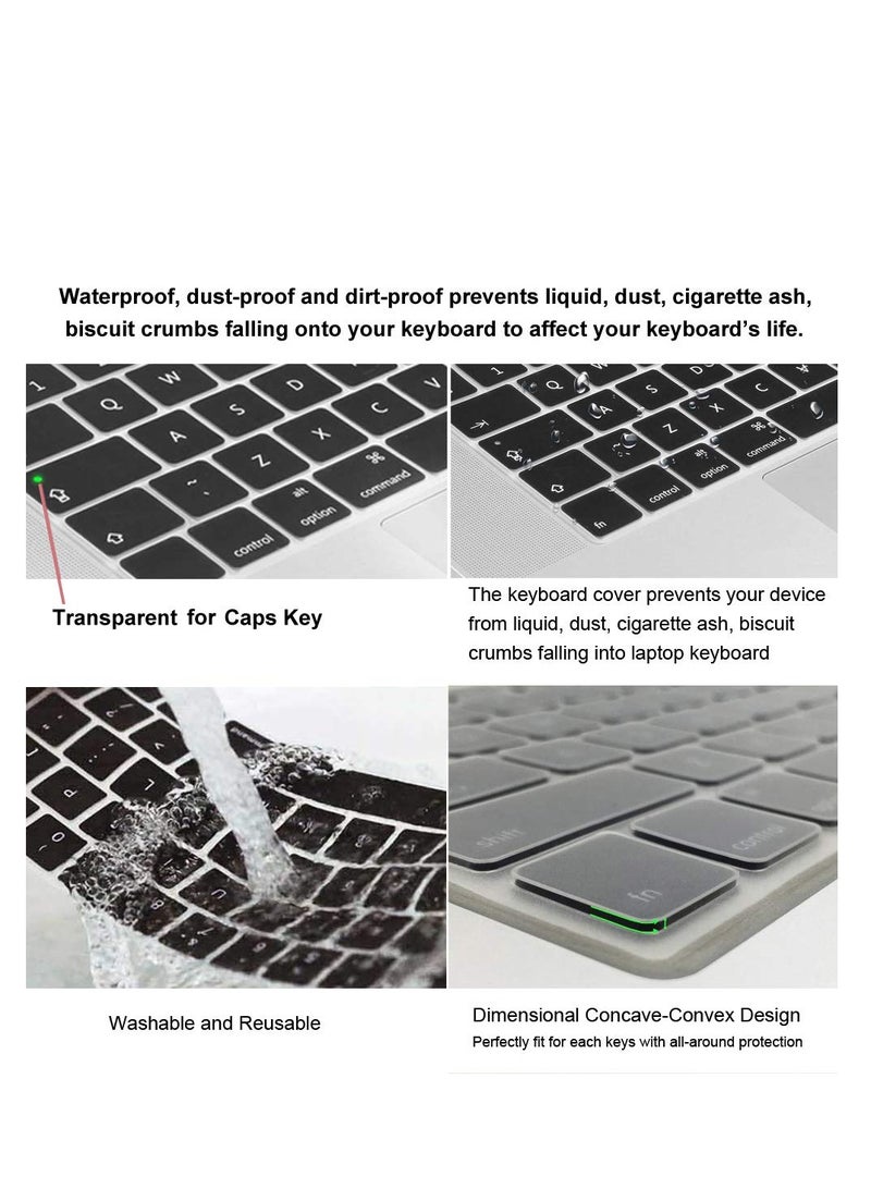 Arabic Silicone Keyboard Cover for 2020 2021 MacBook Air 13 Inch A2179 A2337 with Touch ID Protection (EU Layout) Black - Image 3