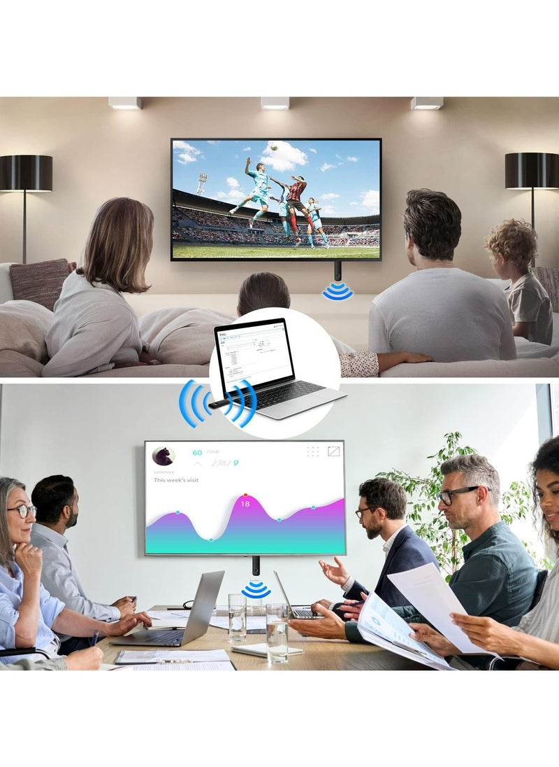جهاز إرسال واستقبال لاسلكي HDMI، محول HDMI لاسلكي محمول عالي الدقة لمرفق العرض التقديمي اللاسلكي، توصيل وتشغيل، يدعم 2.4/5 جيجا هرتز لبث صوت الفيديو من اللاب توب والكمبيوتر الشخصي إلى جهاز العرض، أسود