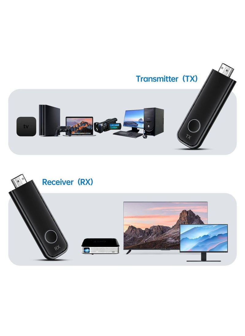 جهاز إرسال واستقبال لاسلكي HDMI، محول HDMI لاسلكي محمول عالي الدقة لمرفق العرض التقديمي اللاسلكي، توصيل وتشغيل، يدعم 2.4/5 جيجا هرتز لبث صوت الفيديو من اللاب توب والكمبيوتر الشخصي إلى جهاز العرض، أسود