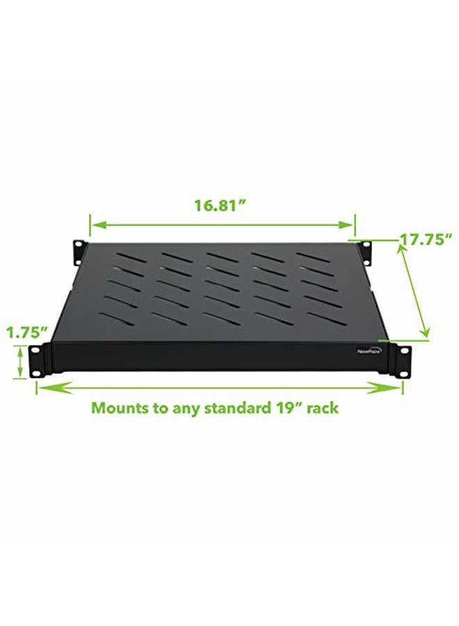 NavePoint 1U 19-Inch Fixed 4-Post Rack Mount Server Shelf With Adjustable Depth From 18-29" Black - Image 2
