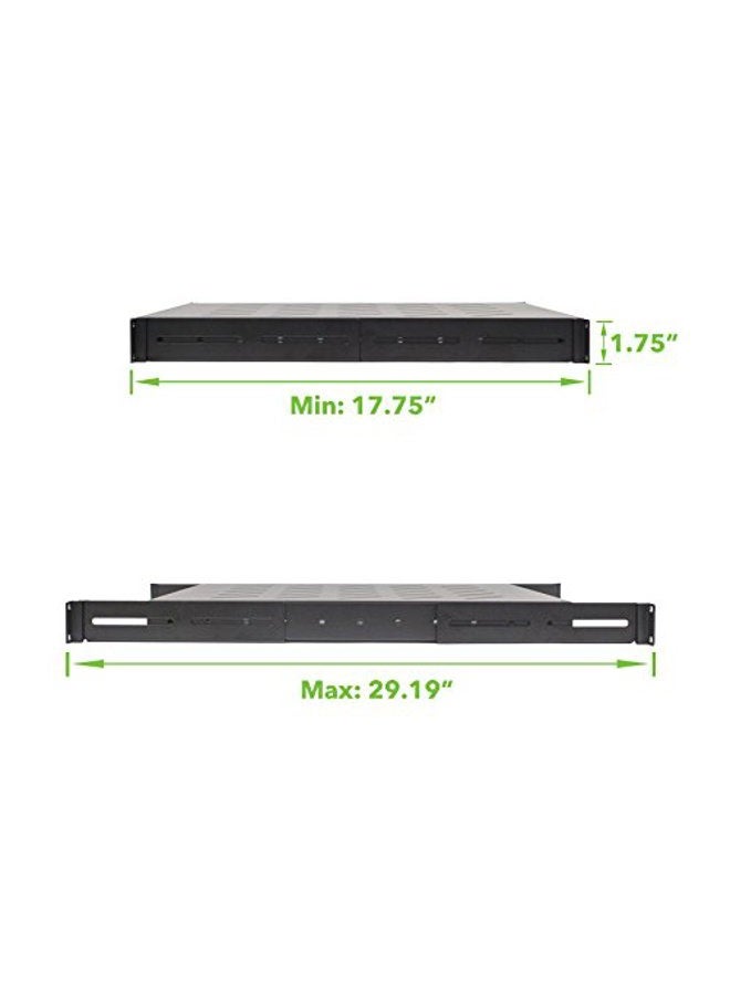 NavePoint 1U 19-Inch Fixed 4-Post Rack Mount Server Shelf With Adjustable Depth From 18-29" Black - Image 3