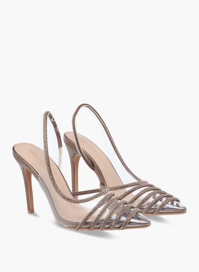 Flora Bella By Shoexpress Women Embellished Slingback Pointed Toe Shoes with Stiletto Heels Ramadan Collection - Image 3