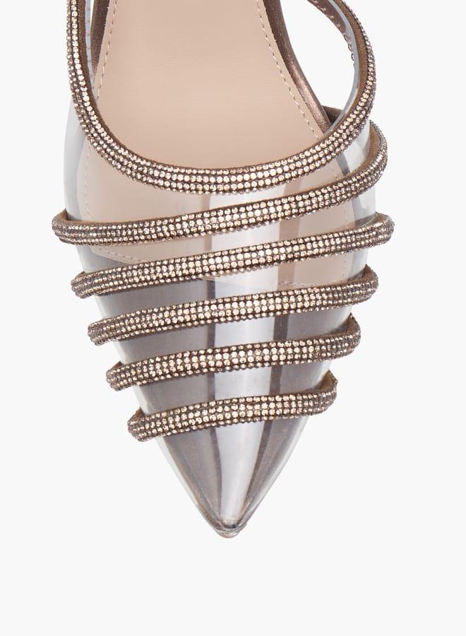 Flora Bella By Shoexpress Women Embellished Slingback Pointed Toe Shoes with Stiletto Heels Ramadan Collection - Image 4