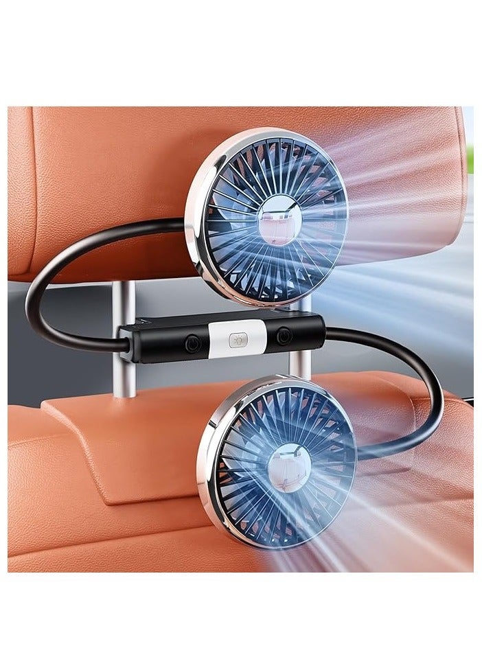Dual Head USB Car Fan – Gooseneck Cooling Fan for Backseat Kids, Baby, Pets, Rear Facing, Summer Car Accessories for SUV, Sedan, Truck - Image 1