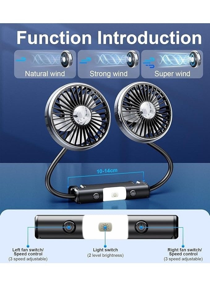 Dual Head USB Car Fan – Gooseneck Cooling Fan for Backseat Kids, Baby, Pets, Rear Facing, Summer Car Accessories for SUV, Sedan, Truck - Image 3