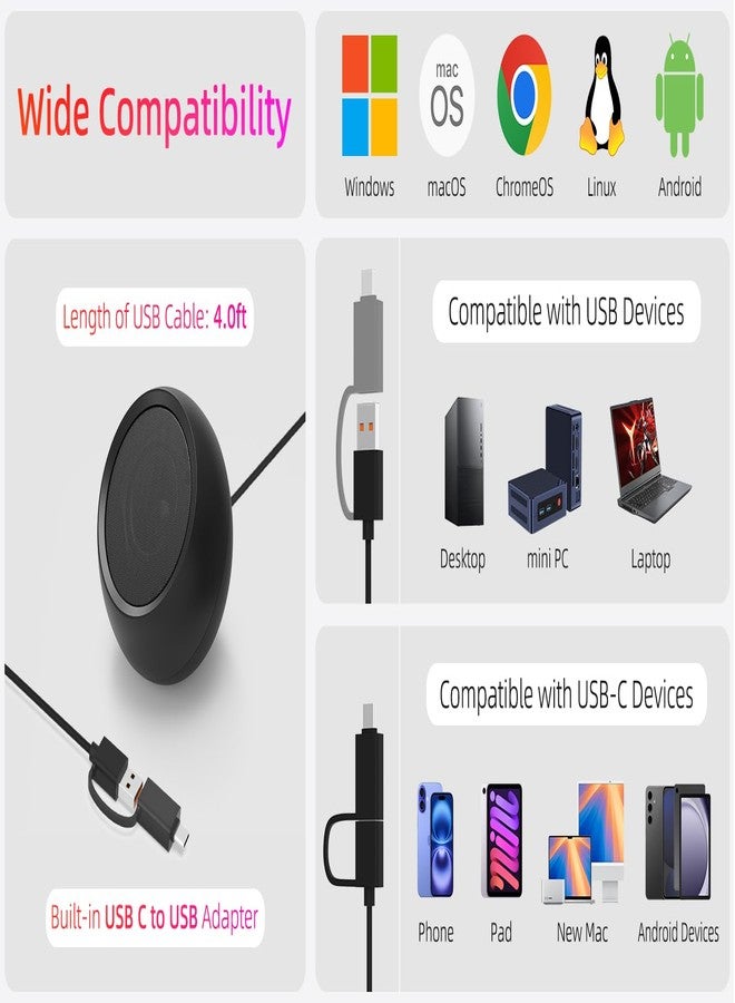 XKX [Upgraded] USB Computer Speakers for Desktop/ PC/ Laptop | Small Plug-n-Play External Speakers with Crystal-Clear Sound, Loud Volume, Rich Bass, Compatible with Windows/macOS/ChromeOS/Linux - Portable - Image 4
