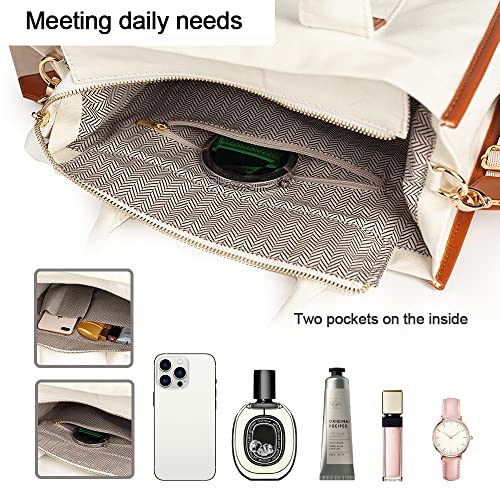 MEEJUNE Canvas Tote Bag for Women with Zipper and Adjustable Strap - Top Handle and Crossbody Styles - Image 5