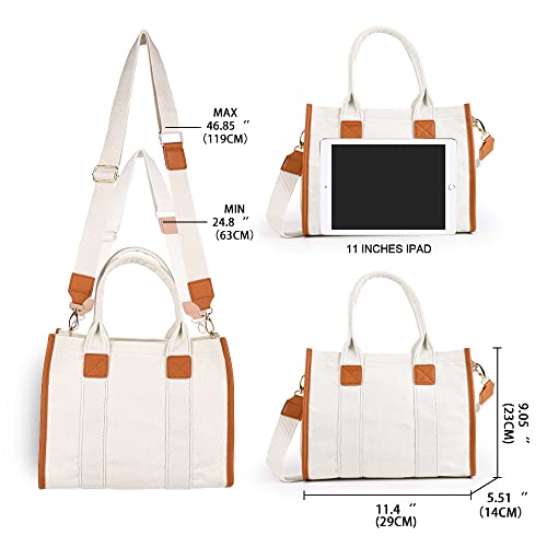 MEEJUNE Canvas Tote Bag for Women with Zipper and Adjustable Strap - Top Handle and Crossbody Styles - Image 2