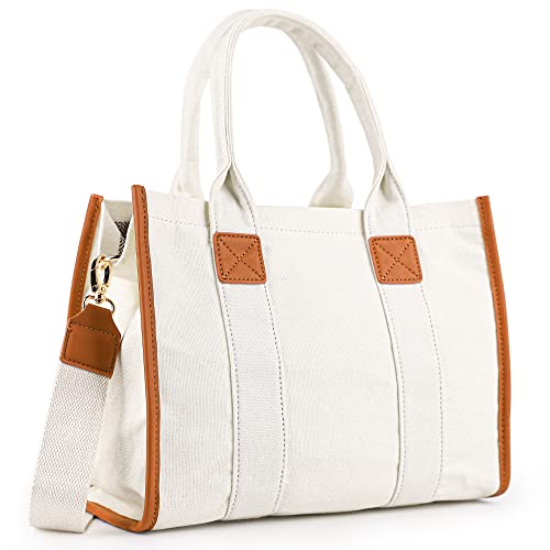 MEEJUNE Canvas Tote Bag for Women with Zipper and Adjustable Strap - Top Handle and Crossbody Styles - Image 1