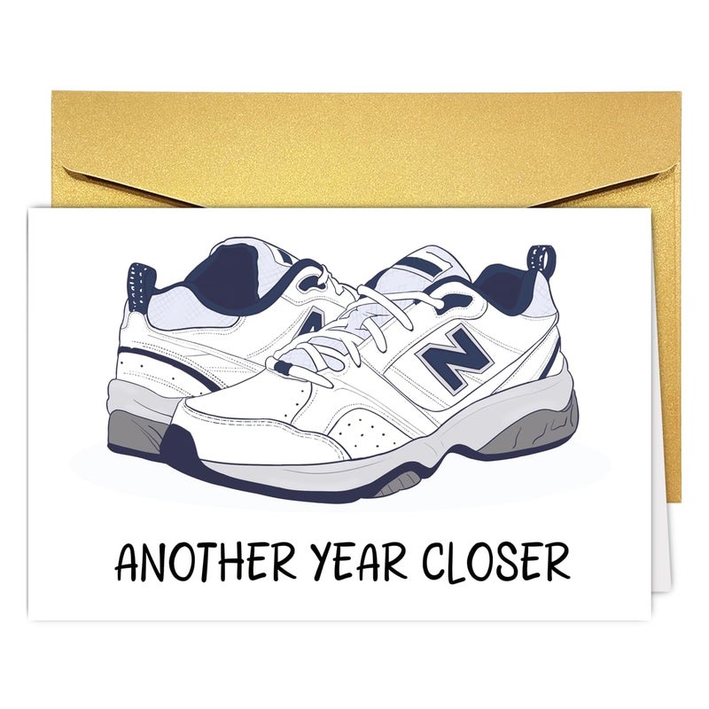 COLINHELIN Funny Dad Shoes Birthday Card Gift for Daddy Husband Grandpa Uncle, Celebrate 30th, 40th, 50th 60th Birthday for Him, Perfect for Old Men Aging Gracefully. - Image 1