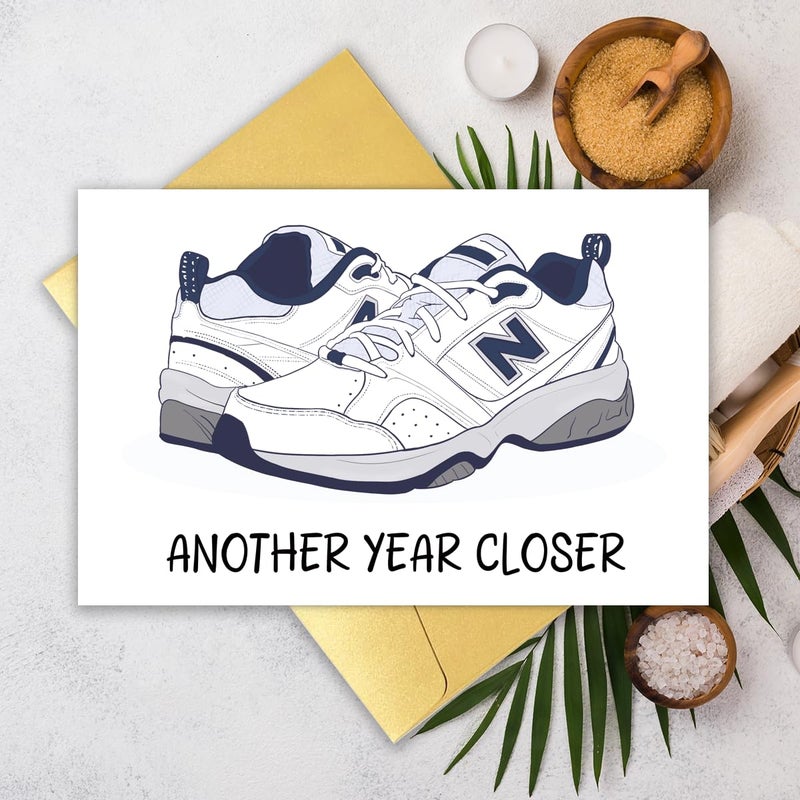 COLINHELIN Funny Dad Shoes Birthday Card Gift for Daddy Husband Grandpa Uncle, Celebrate 30th, 40th, 50th 60th Birthday for Him, Perfect for Old Men Aging Gracefully. - Image 2