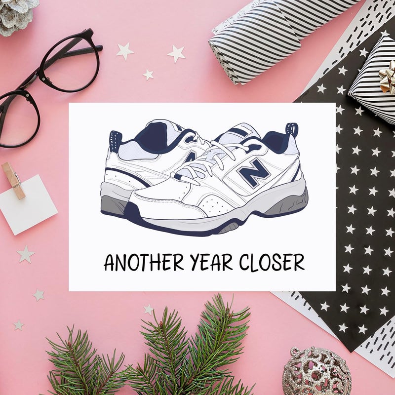 COLINHELIN Funny Dad Shoes Birthday Card Gift for Daddy Husband Grandpa Uncle, Celebrate 30th, 40th, 50th 60th Birthday for Him, Perfect for Old Men Aging Gracefully. - Image 3
