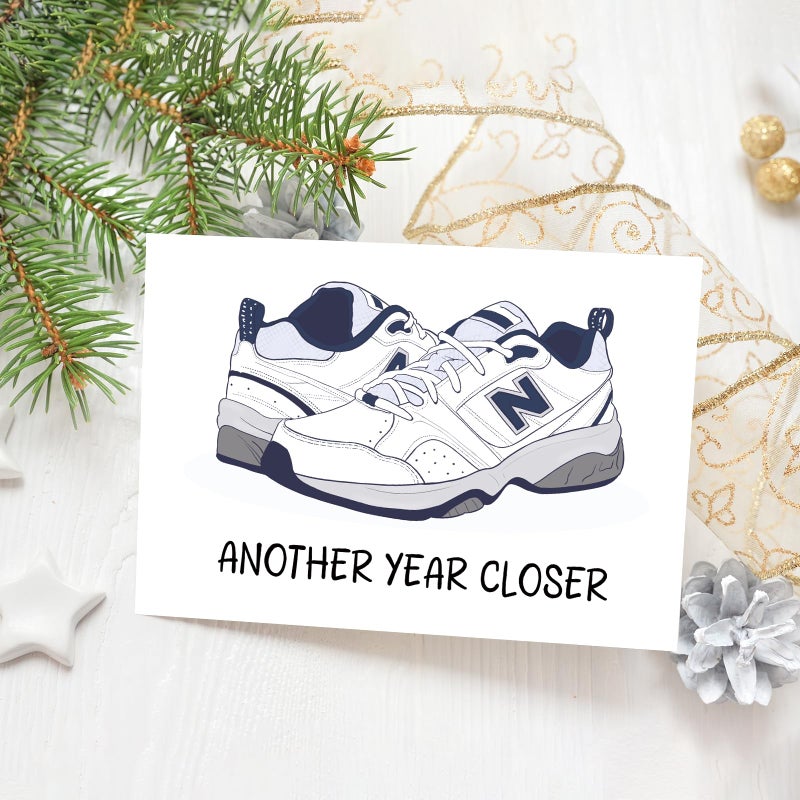 COLINHELIN Funny Dad Shoes Birthday Card Gift for Daddy Husband Grandpa Uncle, Celebrate 30th, 40th, 50th 60th Birthday for Him, Perfect for Old Men Aging Gracefully. - Image 5