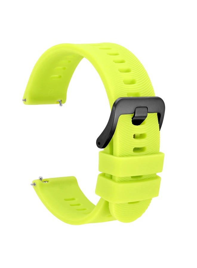 WOCCI 22mm Arched Stripes Silicone Watch Band, Quick Release Strap, Black Buckle (Lime Green)  - Image 1