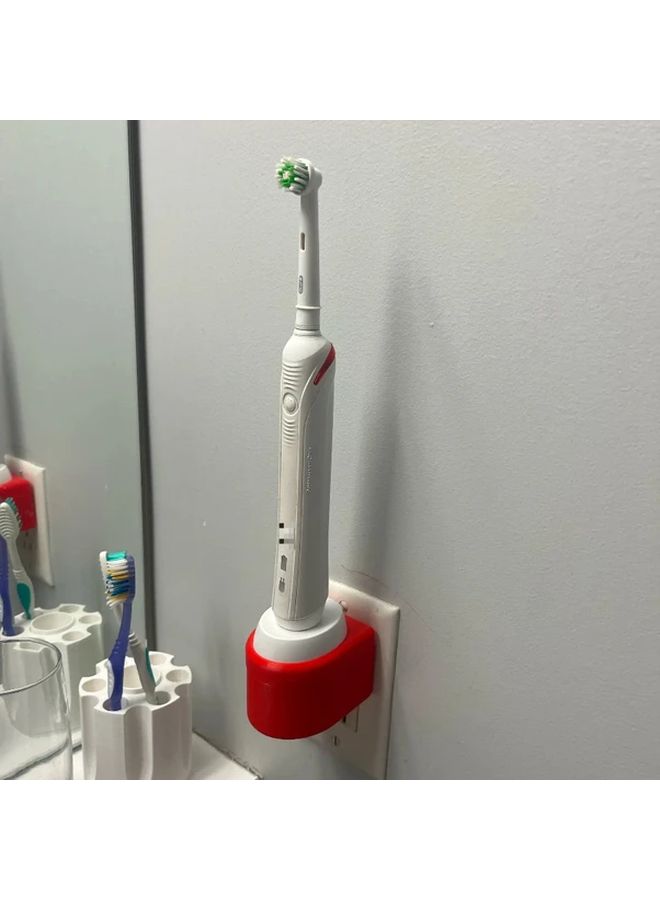 White Electric Toothbrush Charger Stand Wall Mounted Bathroom Organizer Paper Holder - Image 1