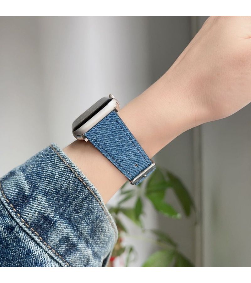 Light Blue Synthetic Leather Apple Watch Band Compatible With Series 1 10 SE Ultra 38mm 39mm 40mm 41mm 42mm 44mm 45mm 46mm 49mm Adjustable Aluminum Buckle Durable Soft Texture Stylish Casual Design - Image 1