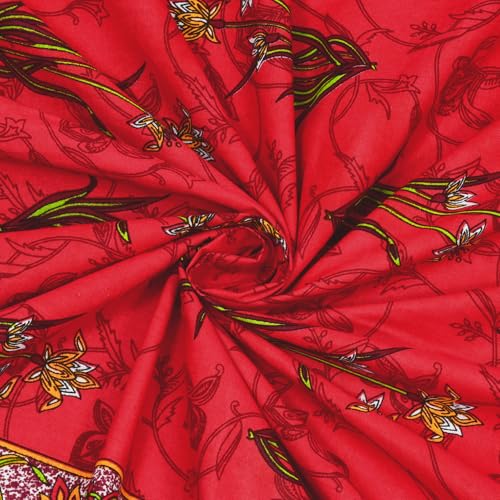 RajasthaniKart® Pure 100% Cotton Double Bed Sheet with 2 Pillow Covers (Bedsheet for Double Bed Cotton, Red Flower Patti Jaipuri, King Size,5246) - Image 4