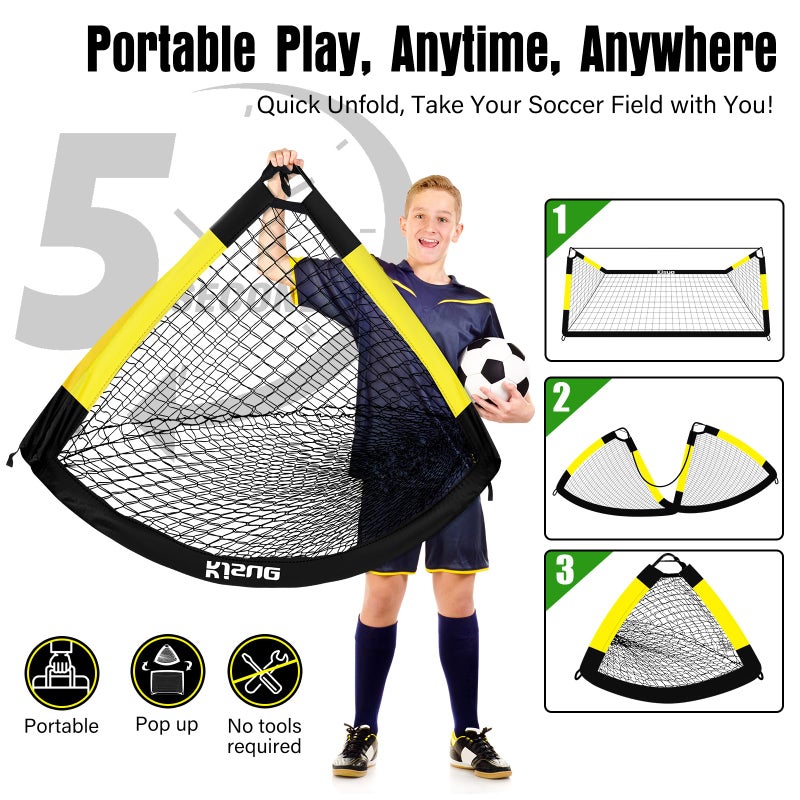 KJSUE Kids Soccer Goal for Backyard Set - 2 of 6x4 ft Soccer Goals Net Training Equipment, Soccer Nets for Kids Age 3-5 6-8 8-10 10-12, Ball, Targets for Toddler Kid Youth Soccer Games Sports Outdoor Play - Image 5