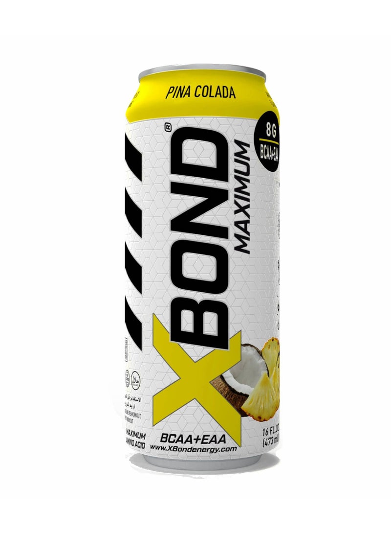 Xbond X-BOND 8g BCAA/EAA Pina Colada Maximum RecoveryExpanded Maximum Amino Drink - BCAA + EAA Electrolytes Drink - 16 fl oz (473 ml) -  Sugar Free 34 Calories, 60mg Caffeine Pack of 12 - Image 5