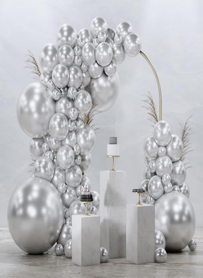 PartyWoo Metallic Silver Balloons 99 pcs Different Sizes Pack of 36 18 12 10 5 Inch Chrome Silver Balloon Arch Kit Garland for Graduation New Year Wedding Birthday Party Decorations Silver-G102 - Image 1