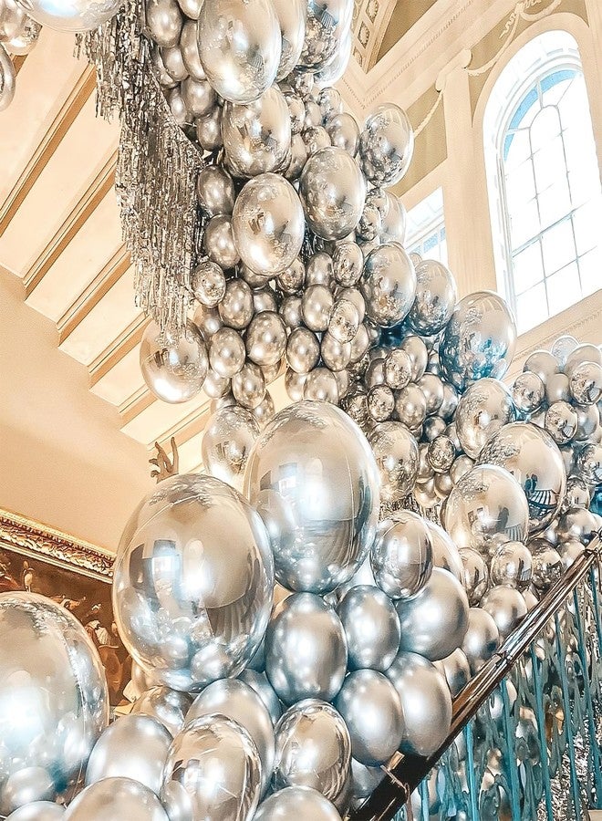 PartyWoo Metallic Silver Balloons 99 pcs Different Sizes Pack of 36 18 12 10 5 Inch Chrome Silver Balloon Arch Kit Garland for Graduation New Year Wedding Birthday Party Decorations Silver-G102 - Image 5