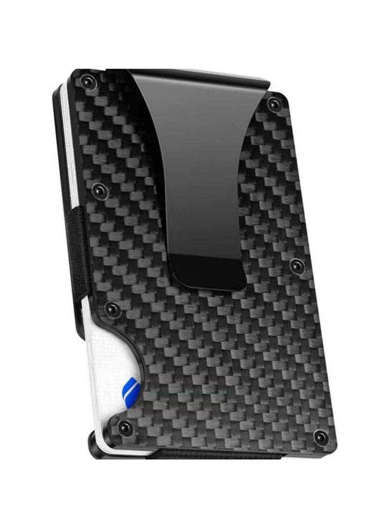 Carbon Fiber Minimalist RFID Blocking Wallet with Money Clip - Image 1