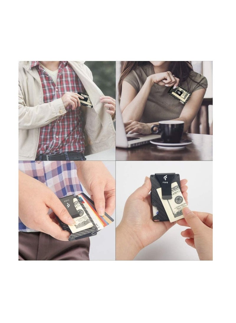 Carbon Fiber Minimalist RFID Blocking Wallet with Money Clip - Image 2