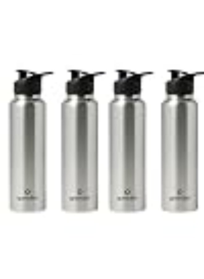 Speedex Stainless Steel Metal Water Bottle 1 Ltr 1000 ml, BIS Approved, Leak Proof Sipper Cap Bottle for Office, School, Gym, Travel, Daily Use for Men, Women, Kids, Adults, Silver, Set of 4 - Image 1