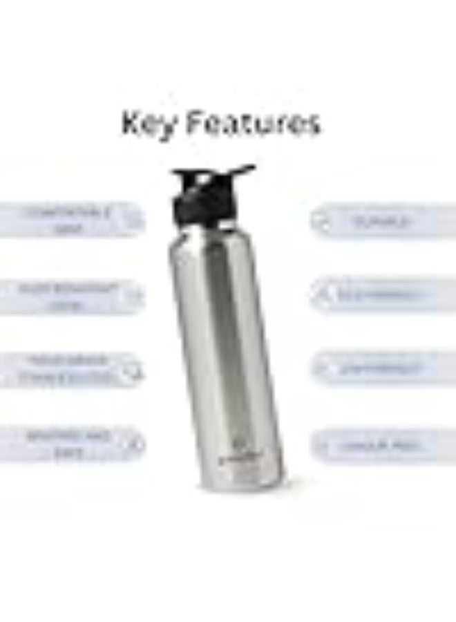 Speedex Stainless Steel Metal Water Bottle 1 Ltr 1000 ml, BIS Approved, Leak Proof Sipper Cap Bottle for Office, School, Gym, Travel, Daily Use for Men, Women, Kids, Adults, Silver, Set of 4 - Image 2
