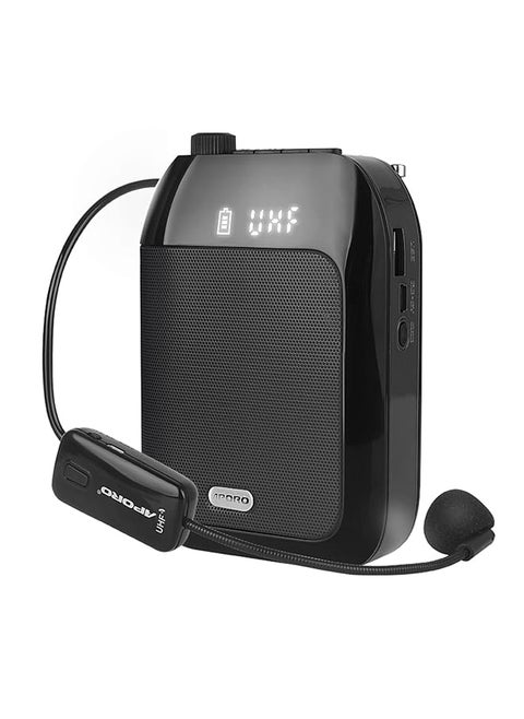 Voice Amplifier For Teachers Portable Bt Speaker With Wireless Microphone Headset Waistband Personal Loudspeaker Voice Amplifier For Class Meeting Training Tour Guides Promotions Black 2400Mah