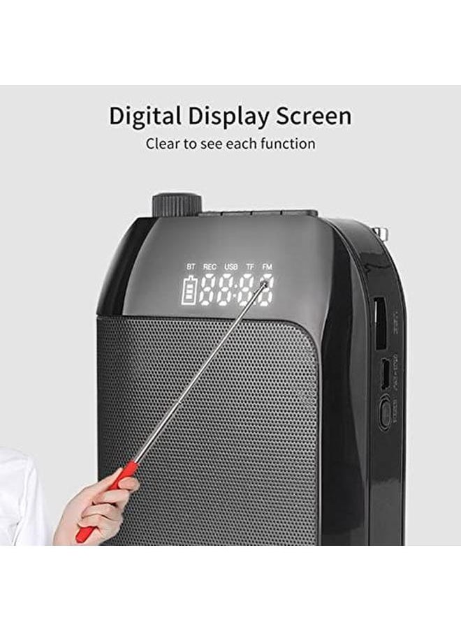 Generic - Voice Amplifier For Teachers Portable Bt Speaker With Wireless Microphone Headset Waistband Personal Loudspeaker Voice Amplifier For Class Meeting Training Tour Guides Promotions Black 2400Mah - Image 1