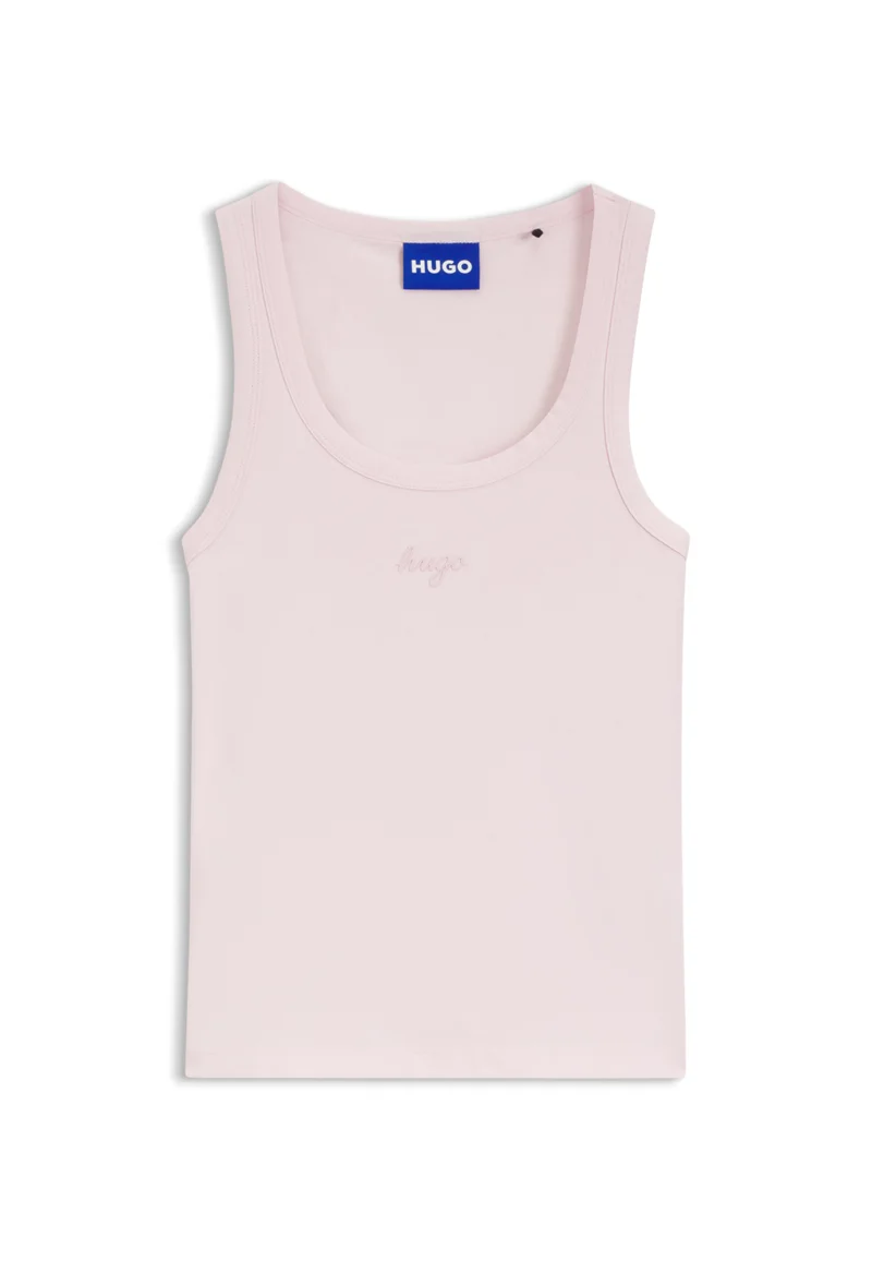 HUGO light pink Extra-slim-fit tank top with puff-print logo for Women | Best Price UAE