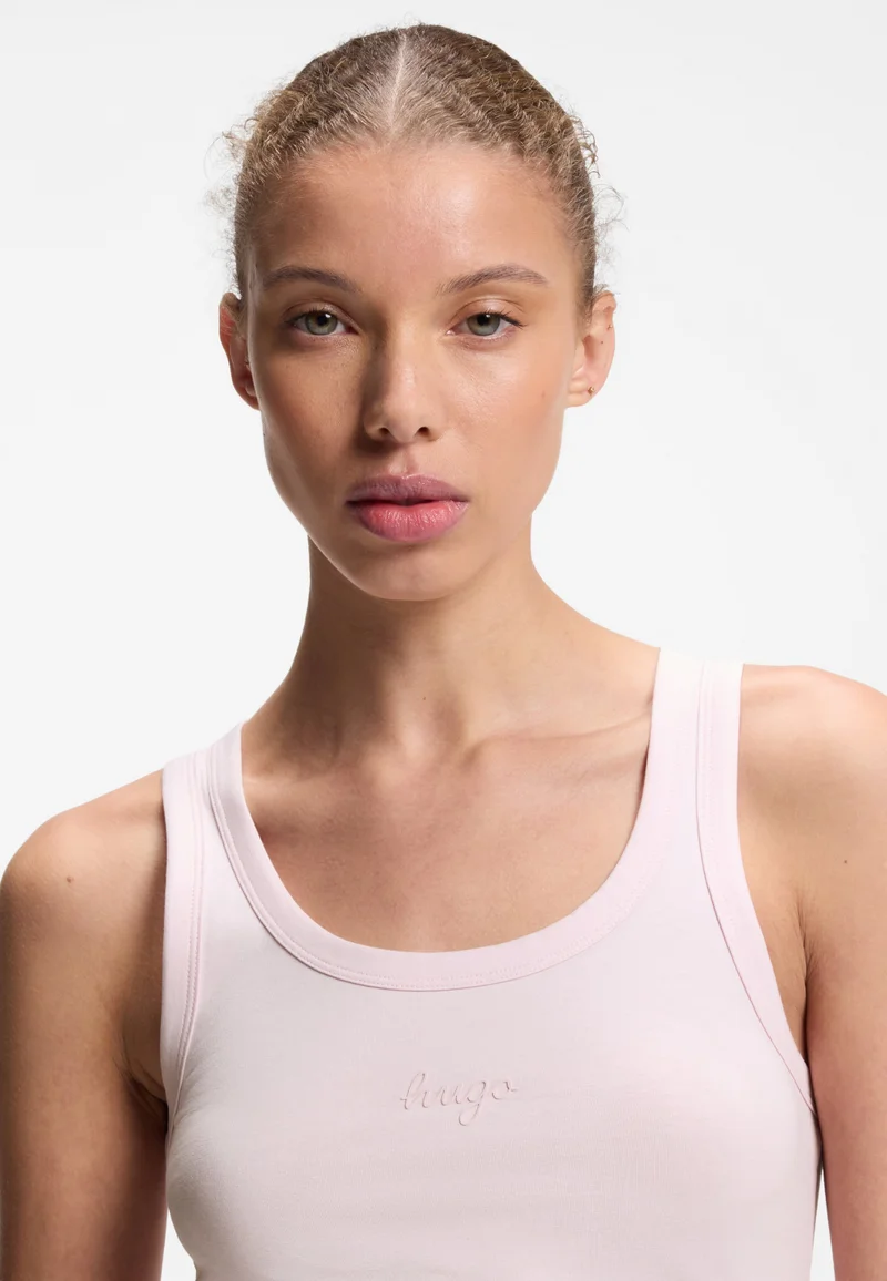 HUGO light pink Extra-slim-fit tank top with puff-print logo for Women | Best Price UAE