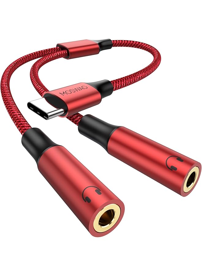 erorex Type C To Dual 3.5Mm Aux Headphone Jack Adapter Hi Res 2 Way Audio Y Cable Cord Compatible With Ipad Samsung S23 S22 Google Pixel 7 6 Pro 5 - Image 1