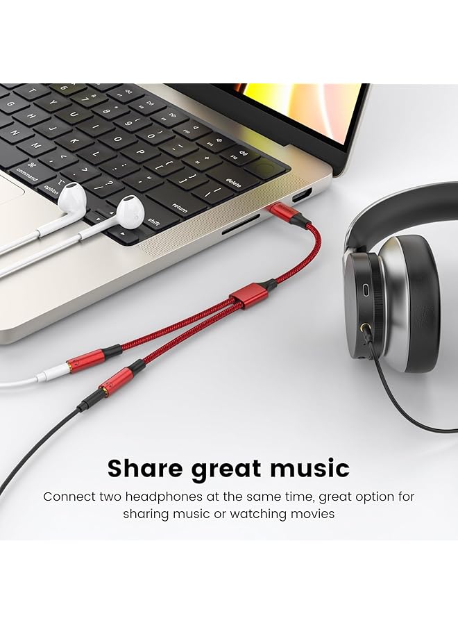 erorex Type C To Dual 3.5Mm Aux Headphone Jack Adapter Hi Res 2 Way Audio Y Cable Cord Compatible With Ipad Samsung S23 S22 Google Pixel 7 6 Pro 5 - Image 3