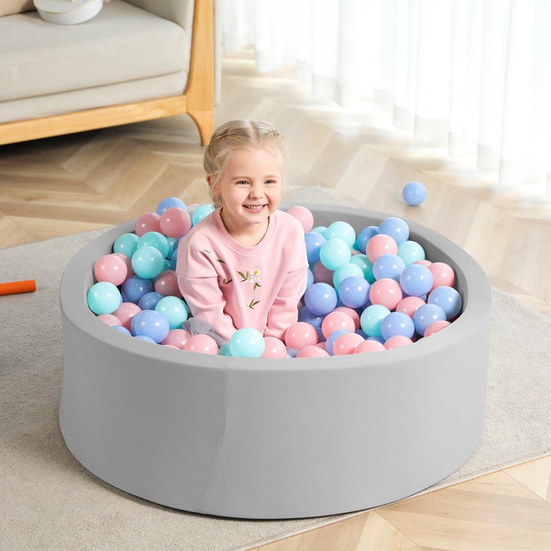 TRENDBOX Foam Ball Pit, 36" x 12" Indoor Outdoor Soft Round Ball Pool Playpen Ideal Gift Toy for Babies Kids and Toddler Children (No Balls) - Light Gray - Image 4