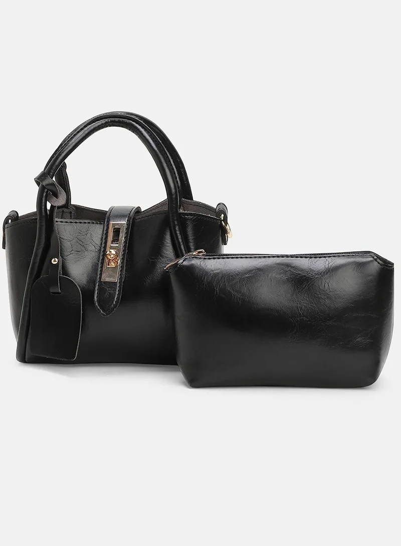 Haute Sauce Solid Interlock Regular Vegan Leather Hand Bag For Women
