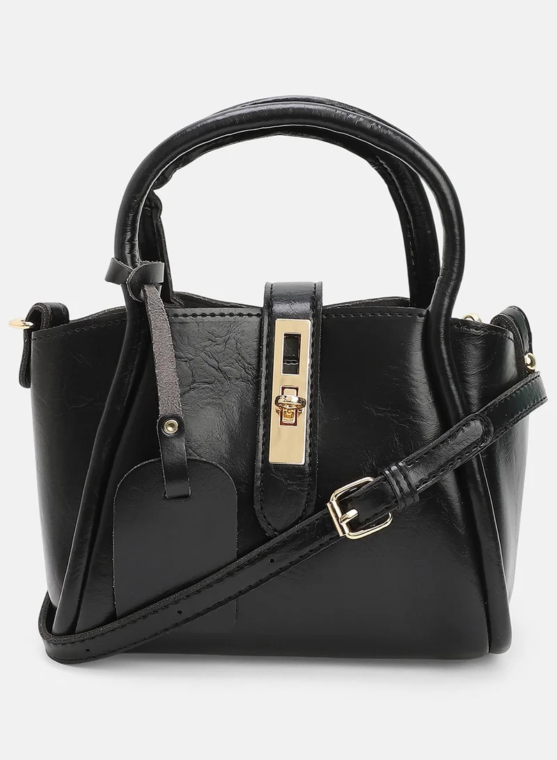 Haute Sauce Solid Interlock Regular Vegan Leather Hand Bag For Women